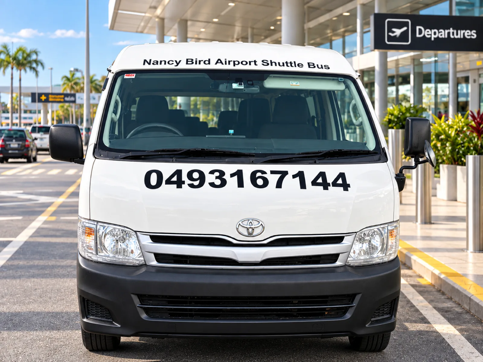Nancy Bird Airport Shuttle Bus — front view