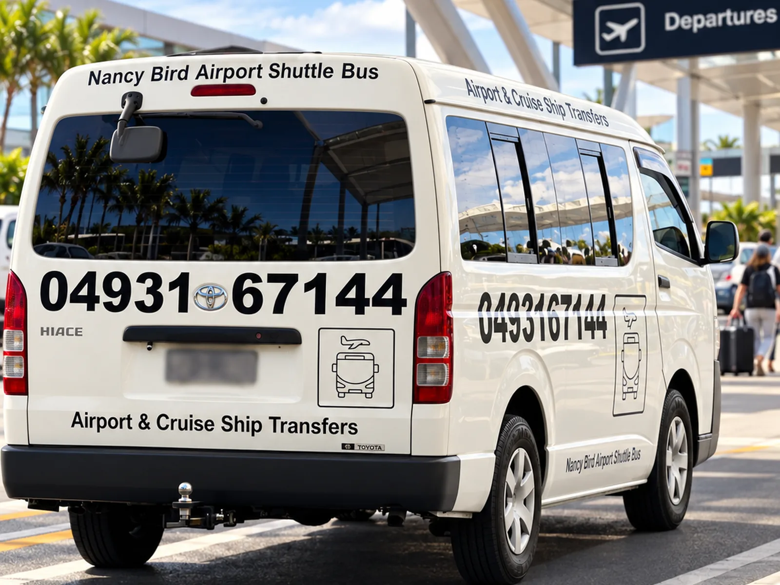 Nancy Bird Airport Shuttle Bus — rear view